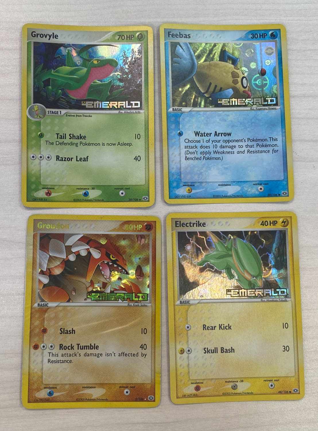 קלפי איסוף - פוקימון - 4 קלפי Ex Emerald Singles Reverse Holos - כולל Groudon (Holo Rare Reverse ... - 1 0