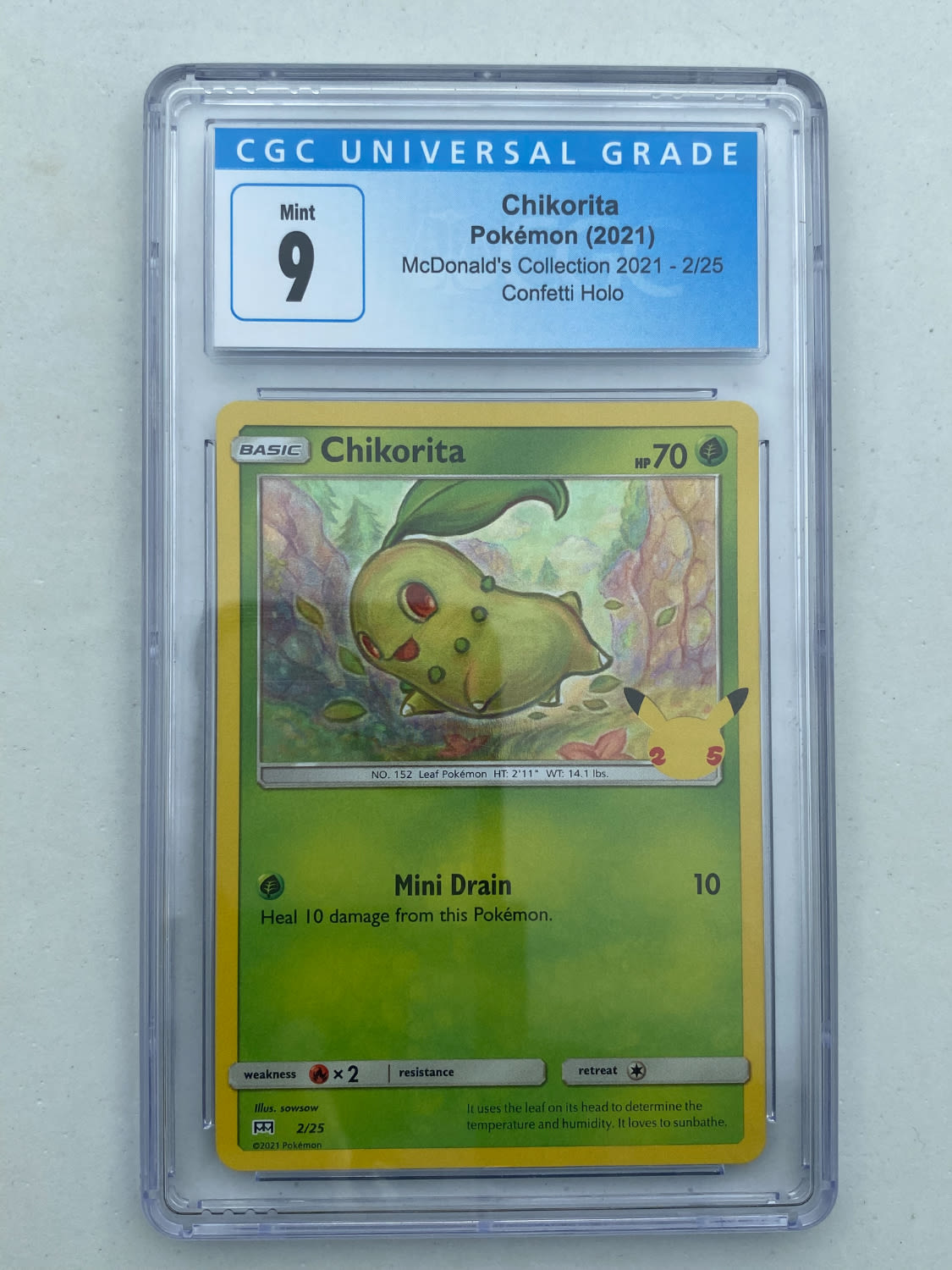 קלפי איסוף - פוקימון - Chikorita, McDonald's Collection 2021 Confetti Holo - מדורג CGC 9
פוקימון ... - 1 0