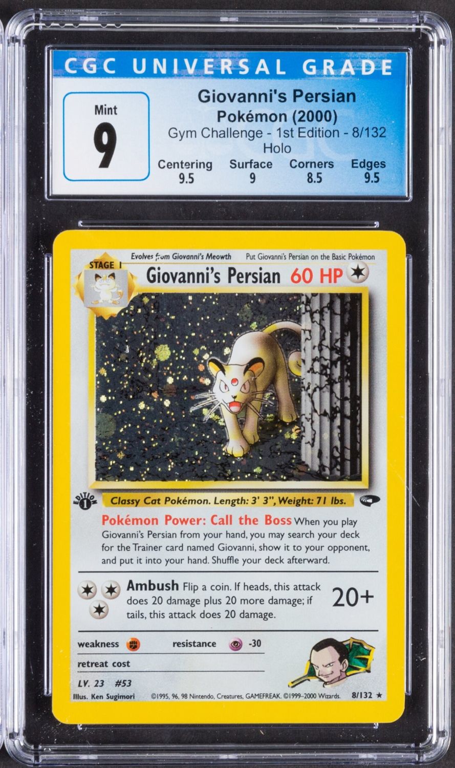 קלפי איסוף - פוקימון - Pokemon, Giovanni's Persian, 2000, Gym Challenge, 1 st' Edition, Holo - מדורג CGC ... - 1 0