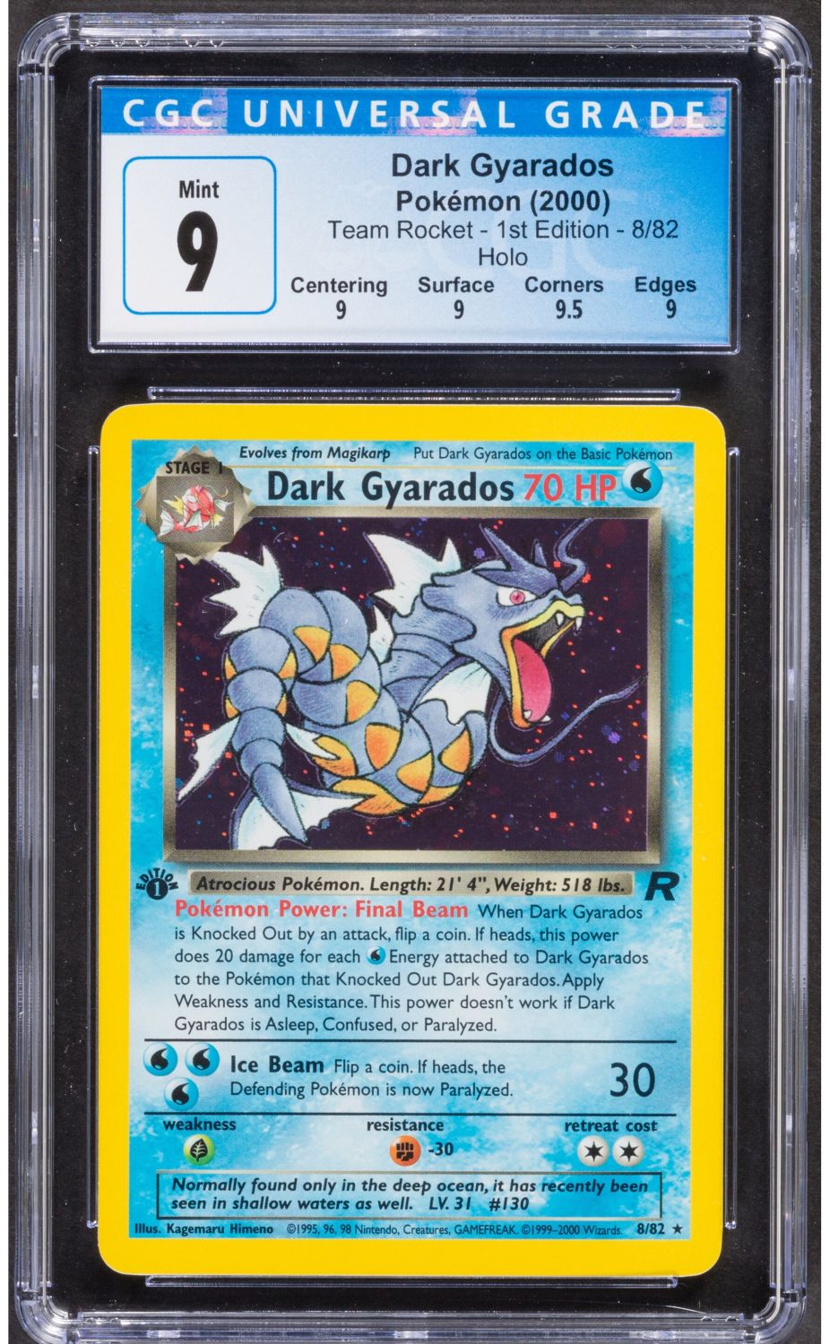 קלפי איסוף - פוקימון - Pokemon, Dark Gyarados, 2000, Team Rocket, 1 st' Edition, Holo - מדורג CGC ... - 1 0