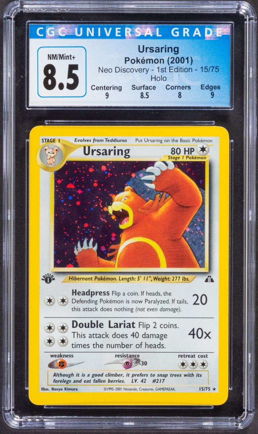 קלפי איסוף - פוקימון - Pokemon, Ursaring, Neo Discovery , 2000, 1st Edition, Holo - מדורג CGC ... - 1 0