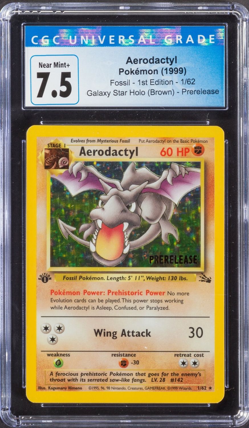קלפי איסוף - פוקימון - Pokemon, Aerodactyl, Fossil , 1999, 1st Edition, Holo - מדורג CGC 7.5 ... - 1 0