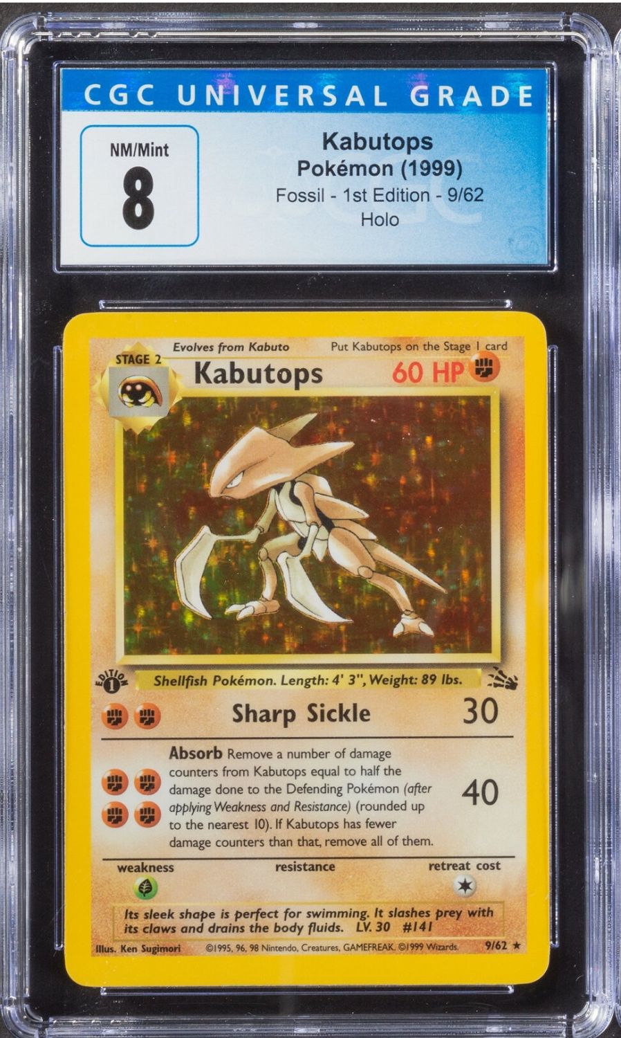 קלפי איסוף - פוקימון - Pokemon, Kabutops, Fossil , 1999, 1st Edition, Holo - מדורג 8 CGC ... - 1 0