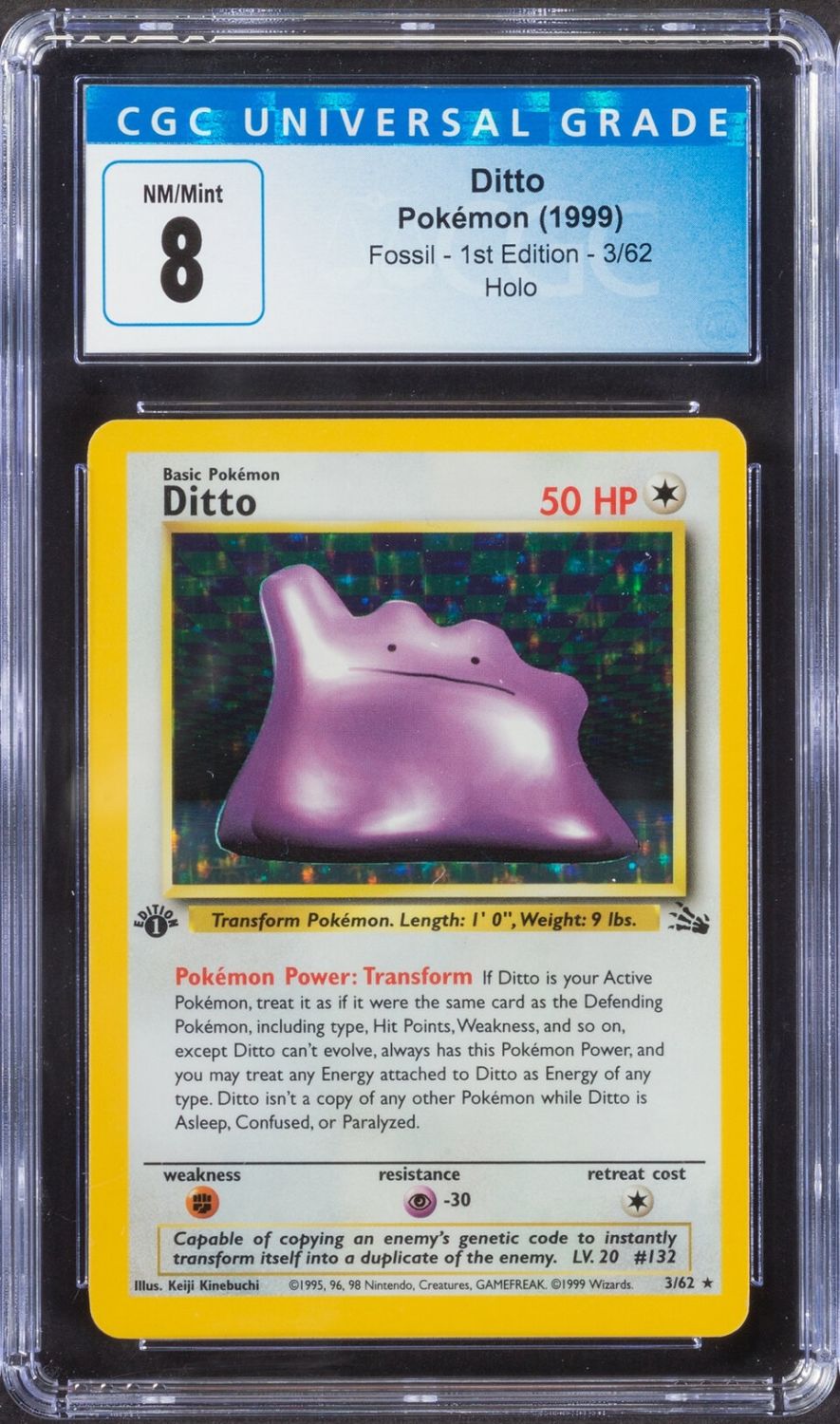 קלפי איסוף - פוקימון - Pokemon, Ditto, Fossil , 1999, 1st Edition, Holo - מדורג CGC 8
... - 1 0