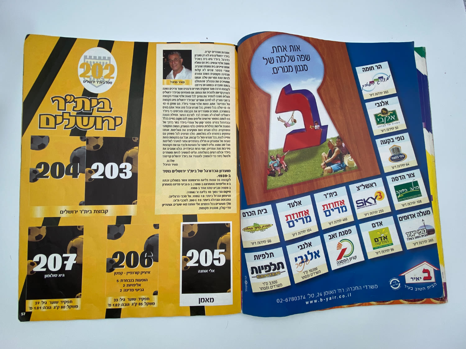 אלבומי מדבקות - אלבום סופרגול 2004-2005, כמעט ריק, דף מנותק
סוּפרגוֹל הוא שמו של אלבום איסוף מדבקות ... - 1 23