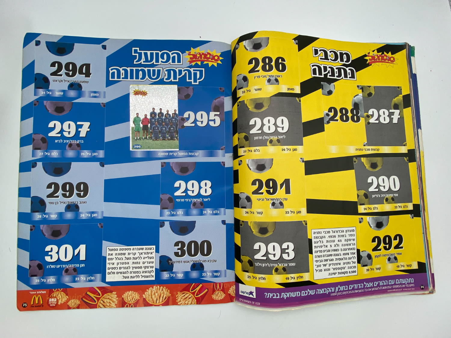 אלבומי מדבקות - אלבום סופרגול 2004-2005, כמעט ריק, דף מנותק
סוּפרגוֹל הוא שמו של אלבום איסוף מדבקות ... - 1 32