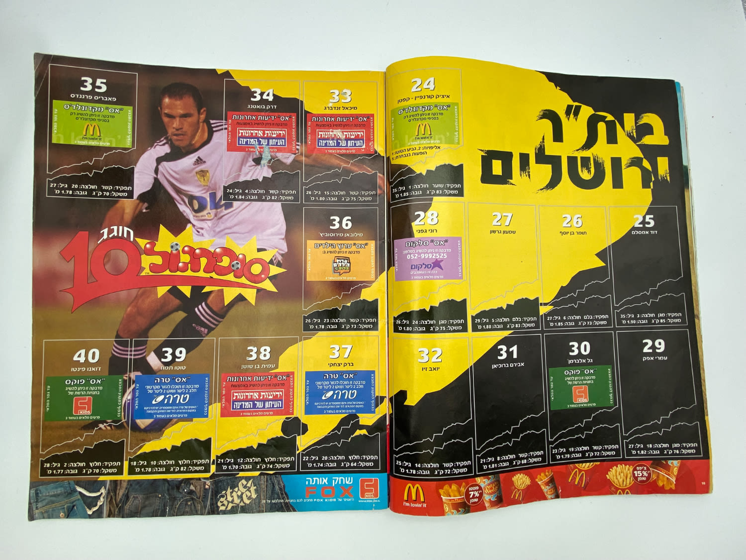 אלבומי מדבקות - אלבום סופרגול 2006-2007, אלבום העשור, מלא חלקית, נמצאים גם קלפים אסים של ידיעות (נגזרו ... - 1 54