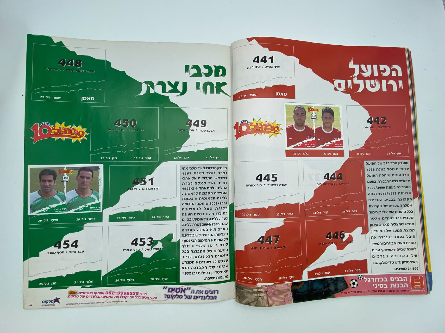 אלבומי מדבקות - אלבום סופרגול 2006-2007, אלבום העשור, מלא חלקית, נמצאים גם קלפים אסים של ידיעות (נגזרו ... - 1 45