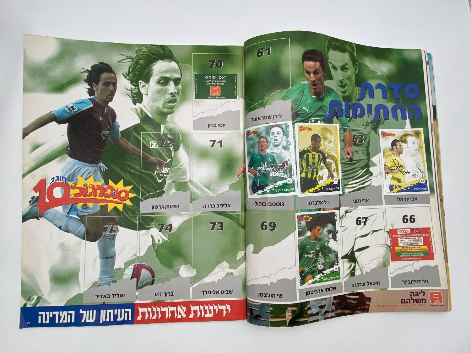 אלבומי מדבקות - אלבום סופרגול 2006-2007, אלבום העשור, מלא חלקית, נמצאים גם קלפים אסים של ידיעות (נגזרו ... - 1 5