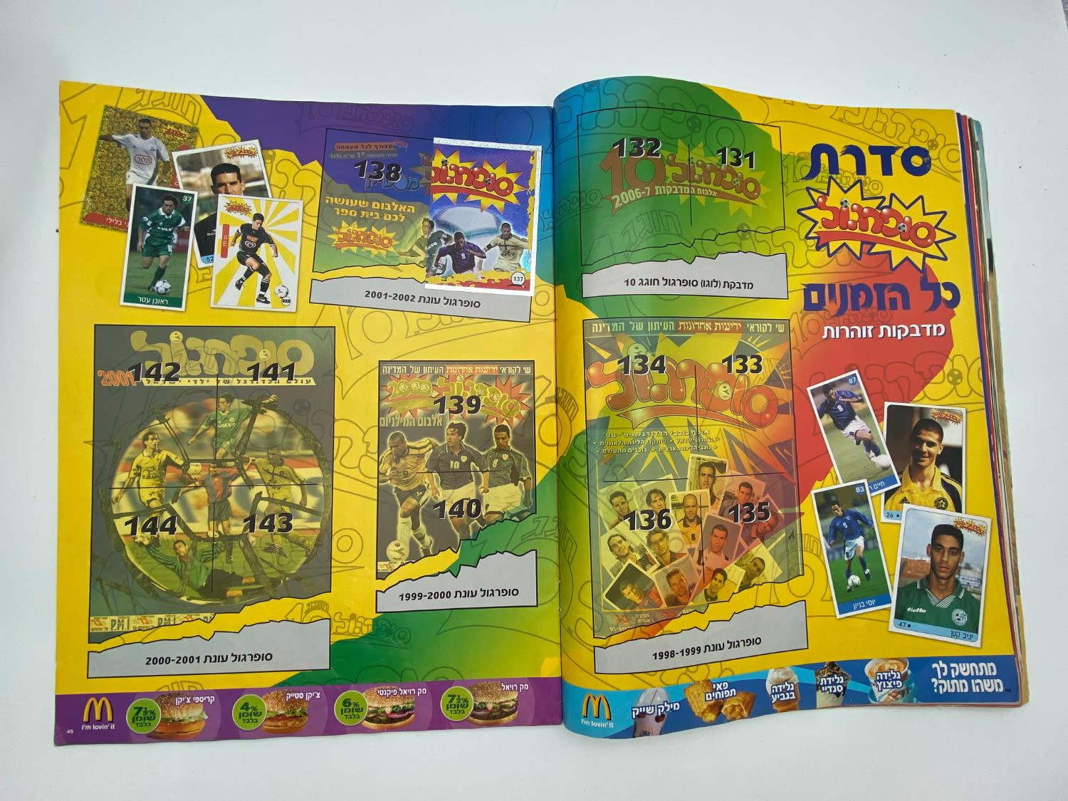 אלבומי מדבקות - אלבום סופרגול 2006-2007, אלבום העשור, מלא חלקית, נמצאים גם קלפים אסים של ידיעות (נגזרו ... - 1 15