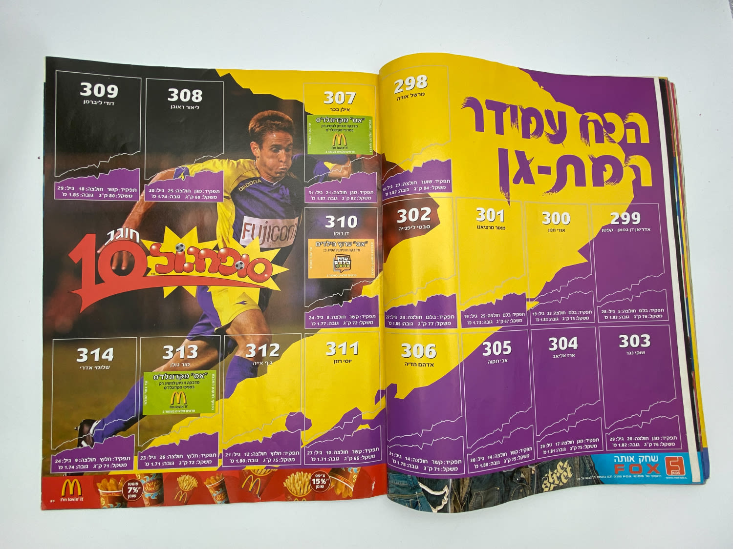 אלבומי מדבקות - אלבום סופרגול 2006-2007, אלבום העשור, מלא חלקית, נמצאים גם קלפים אסים של ידיעות (נגזרו ... - 1 30