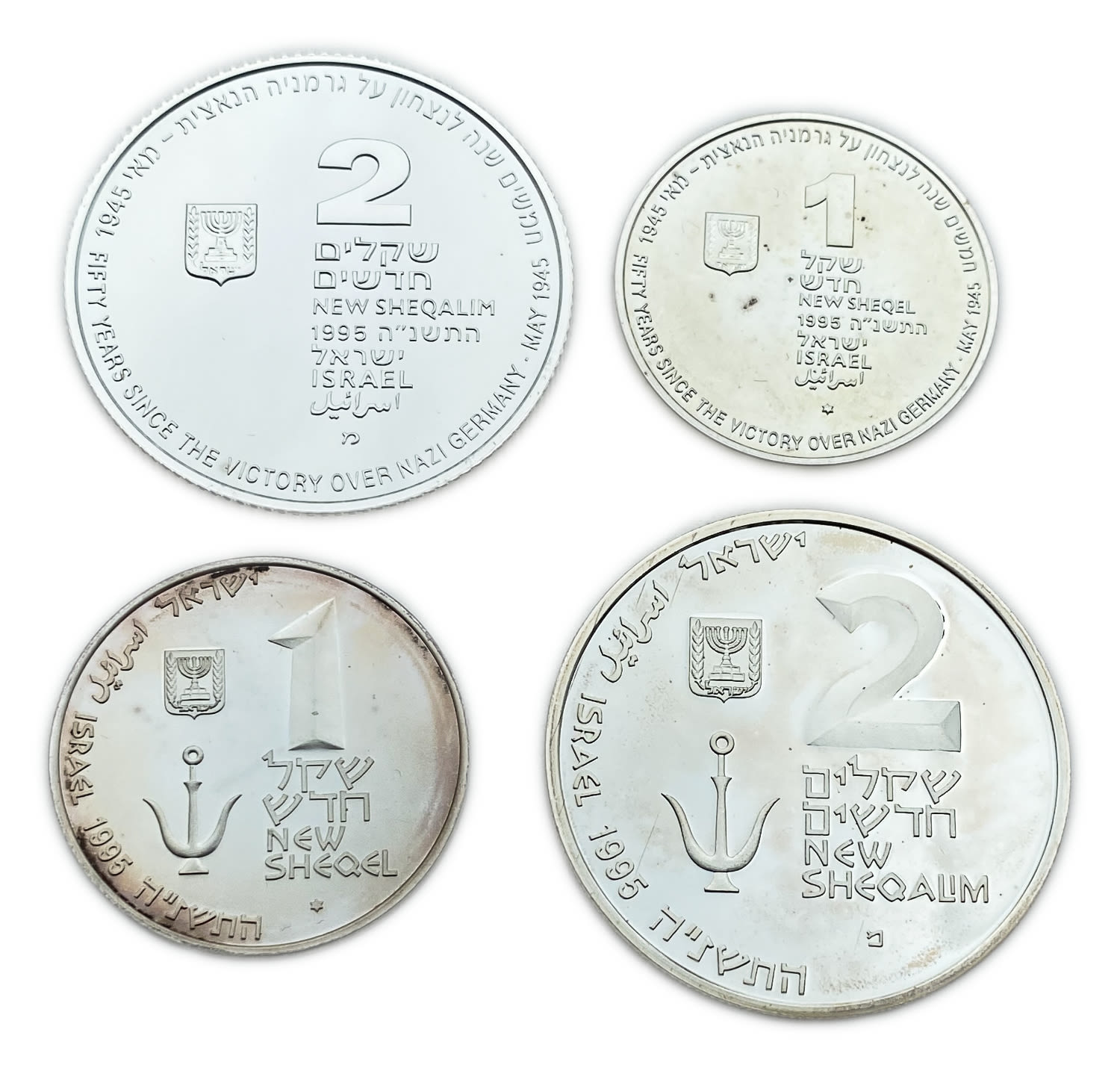 Israel - Two set of coins, "Port of Caesarea", "In memory of Jewish fighters" 1995 - Silver 925, 14.4g, 28.8g, 30mm ... - 1 0