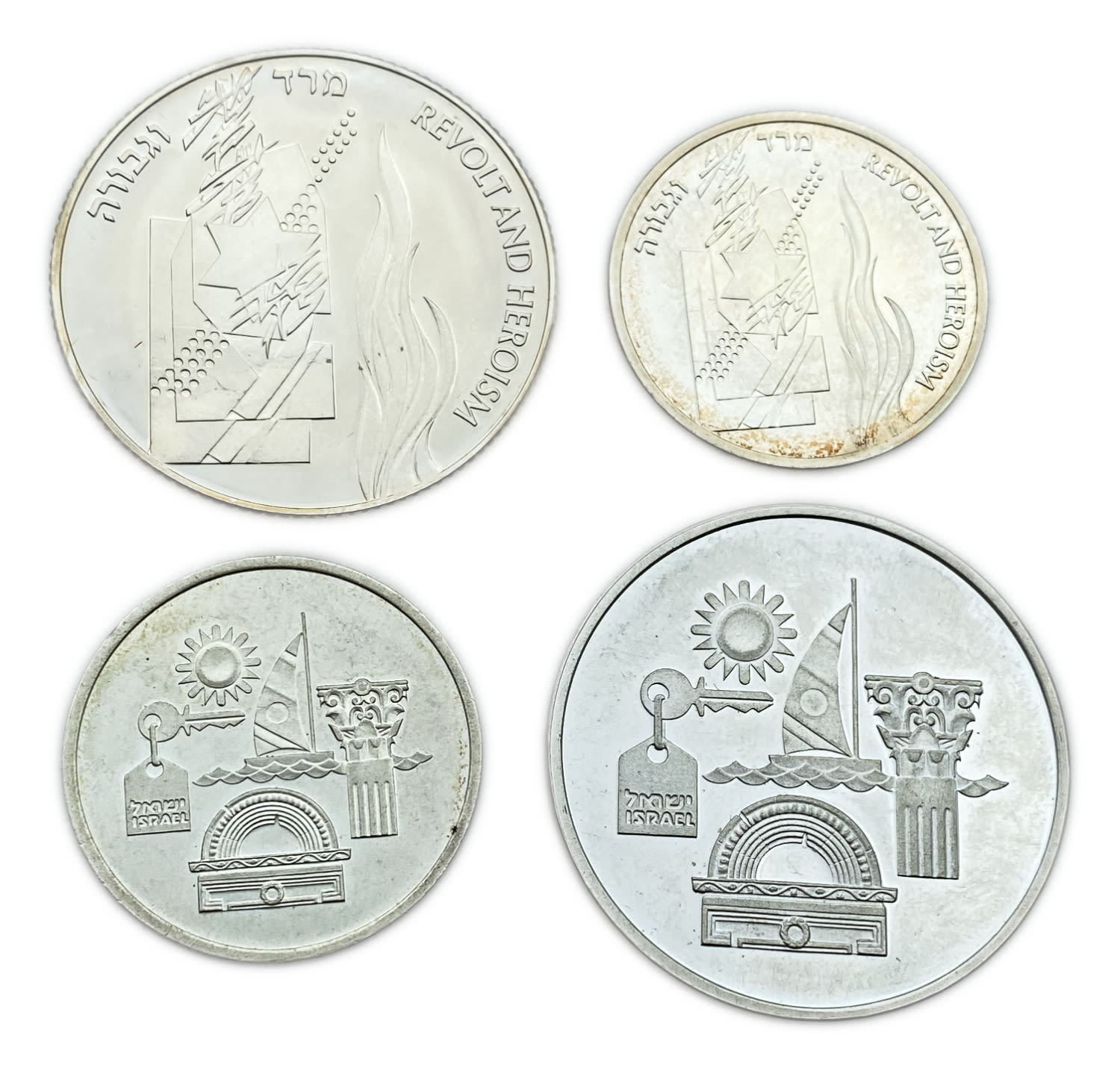 Israel - Two set of coins, "43rd Independence Day", "Revolt and Heroism" 1993 - Silver 925, 14.4g, 28.8g, 30mm, 38.7mm - 1 1