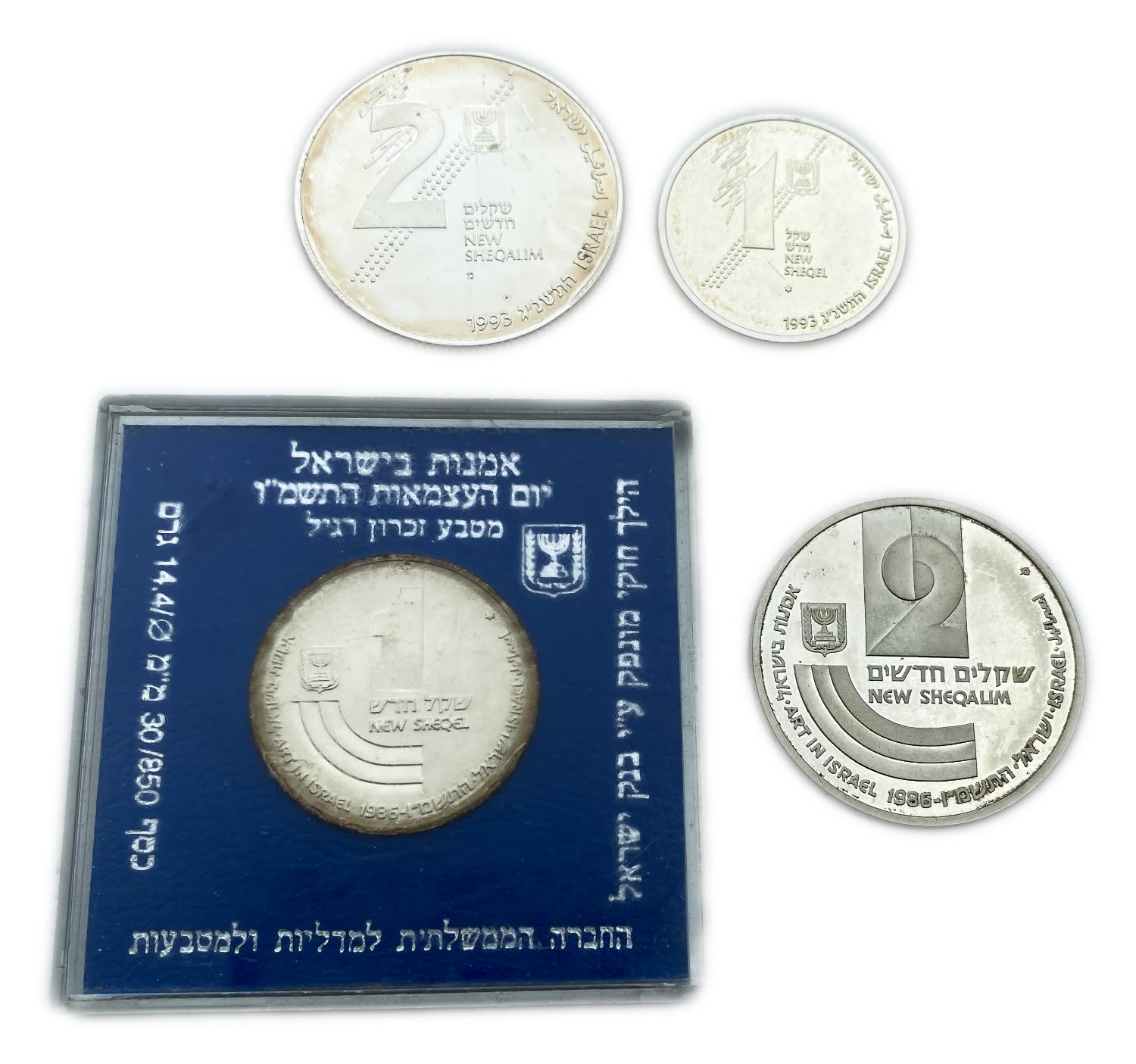 Israel - Two set of coins, "Art in Israel", "Revolt and Heroism" 1986, 1993 - Silver 925, 14.4g, 28.8g, 30mm, 38.7mm - 1 0