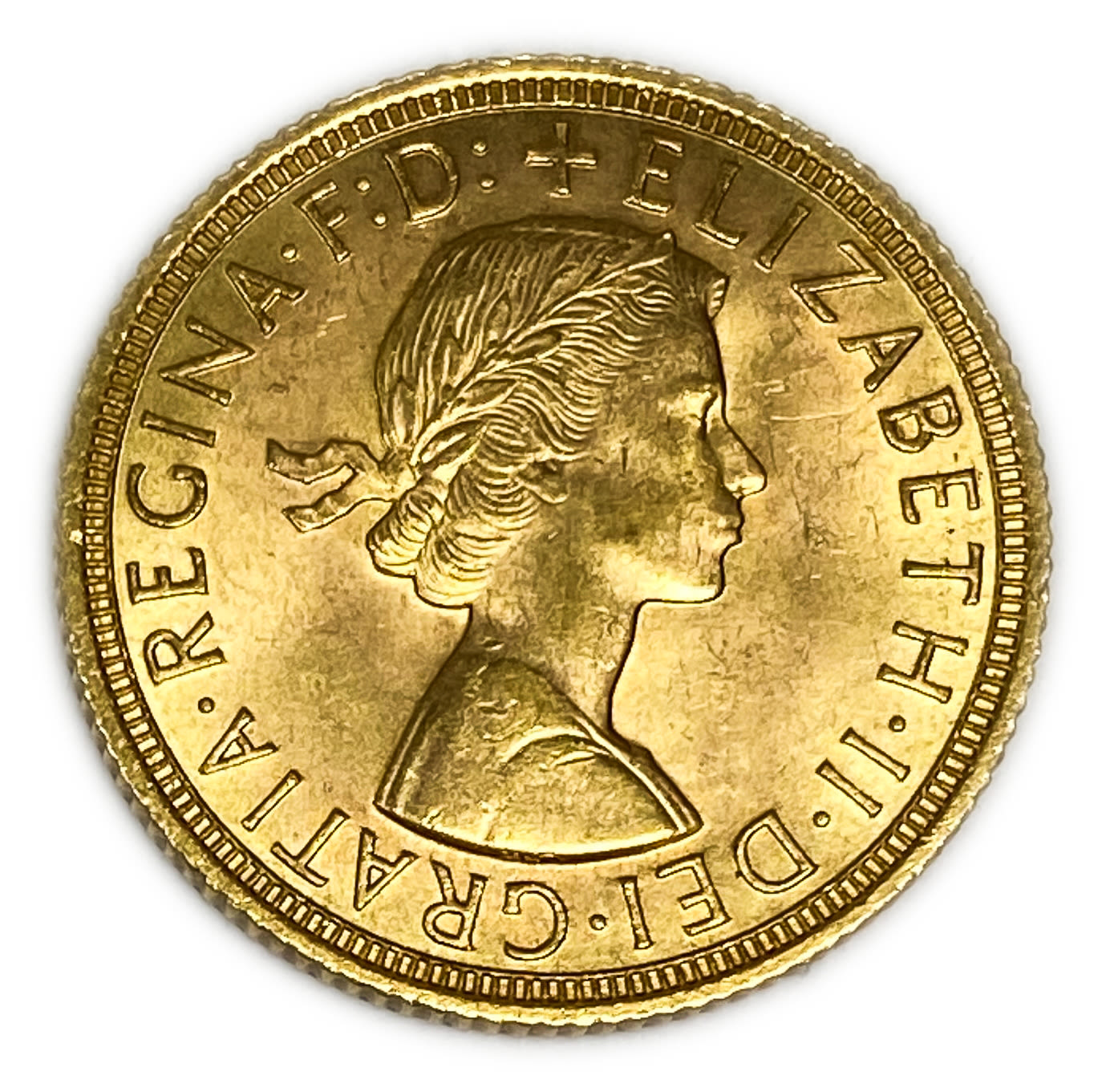 England / United Kingdom - Sovereign 1958 - Gold 917, 8.0g , 22 mm
Obverse : portrait of featuring ... - 1 1