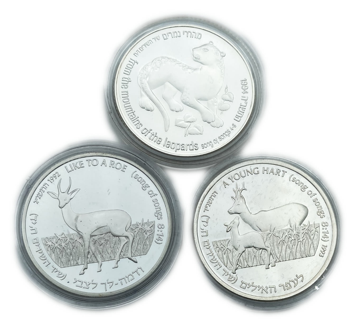 Israel - Lot of 3 coins 2 shekels 1992, 1993, 1994 - on the subject of the Song of the Songs "To Ofer the Rams" ... - 1 1