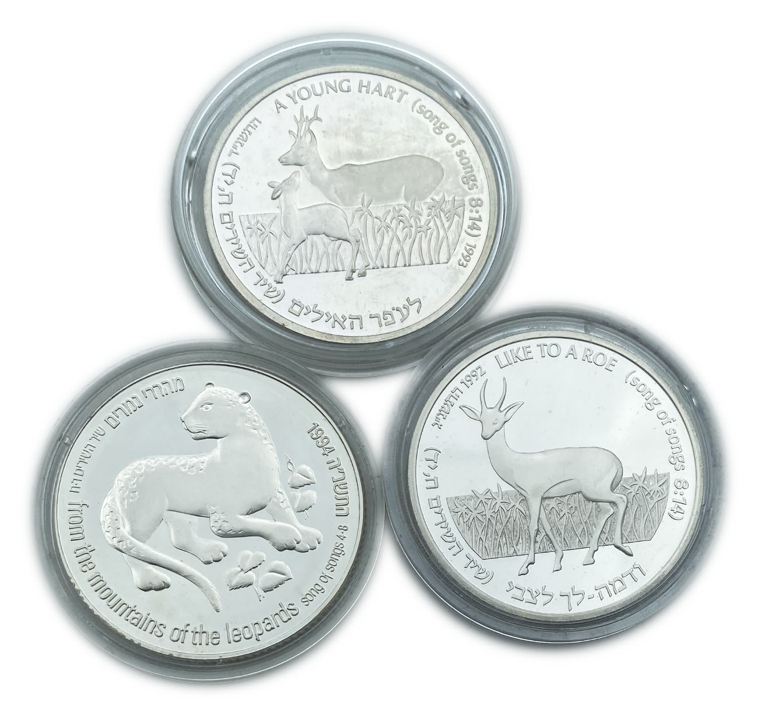 Israel - Lot of 3 coins 2 shekels 1992, 1993, 1994 - on the subject of the Song of the Songs "To Ofer the Rams" ... - 1 1