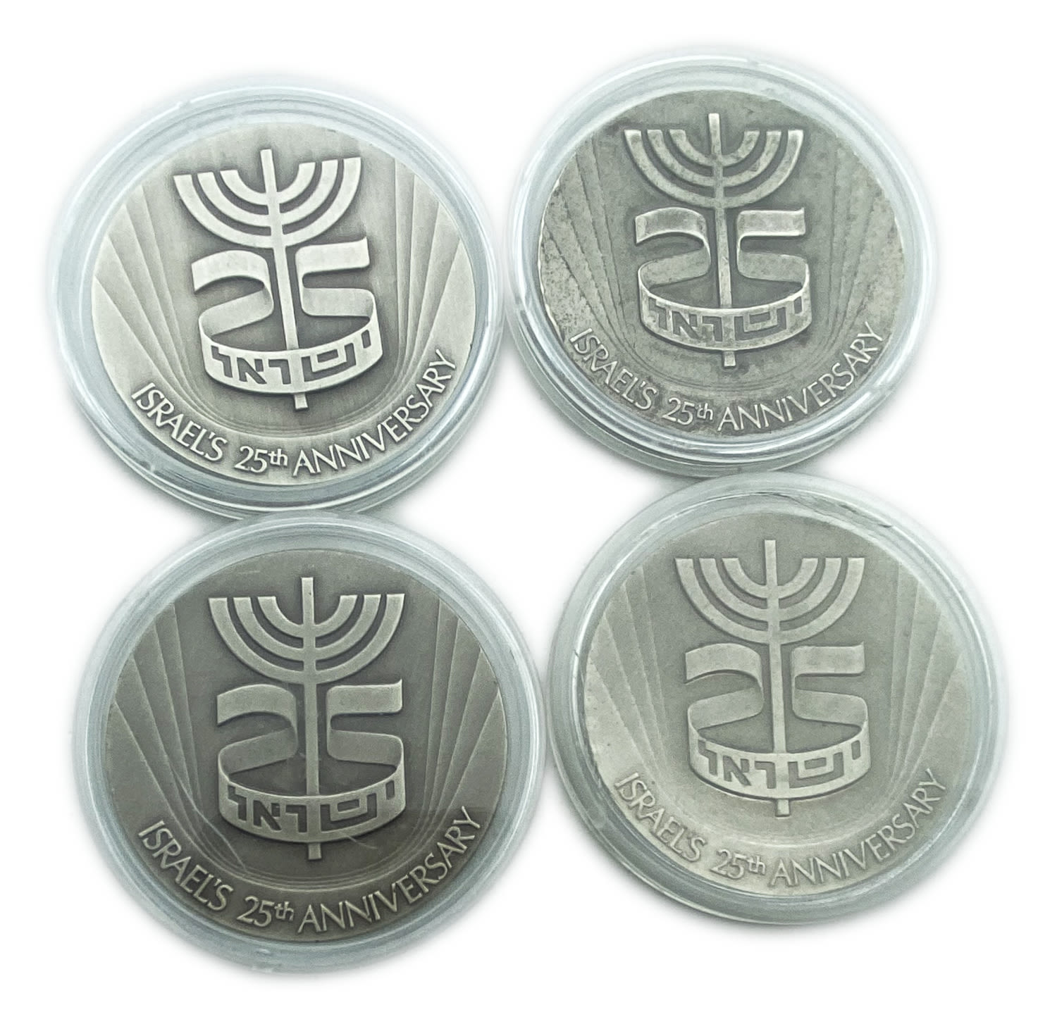 Israel - Lot of 4 medals, 25th Anniversary Declaration of Independence - Silver 935, 47 g, 45 mm
... - 1 0