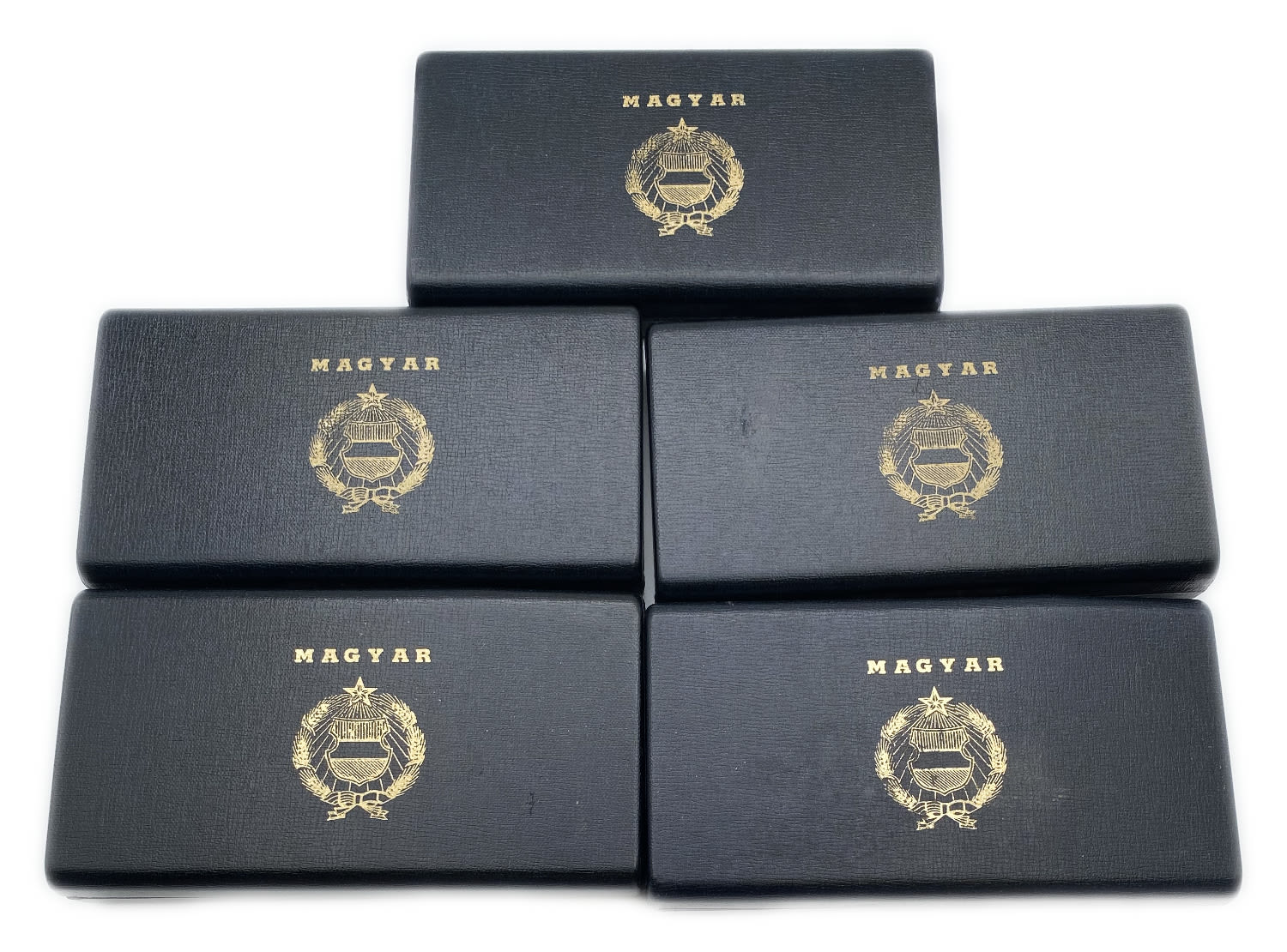 Hungary - Lot of 5 sets of coins from 1966 - some are made of silver, in black cases - Mintage: 2,000 - 1 6
