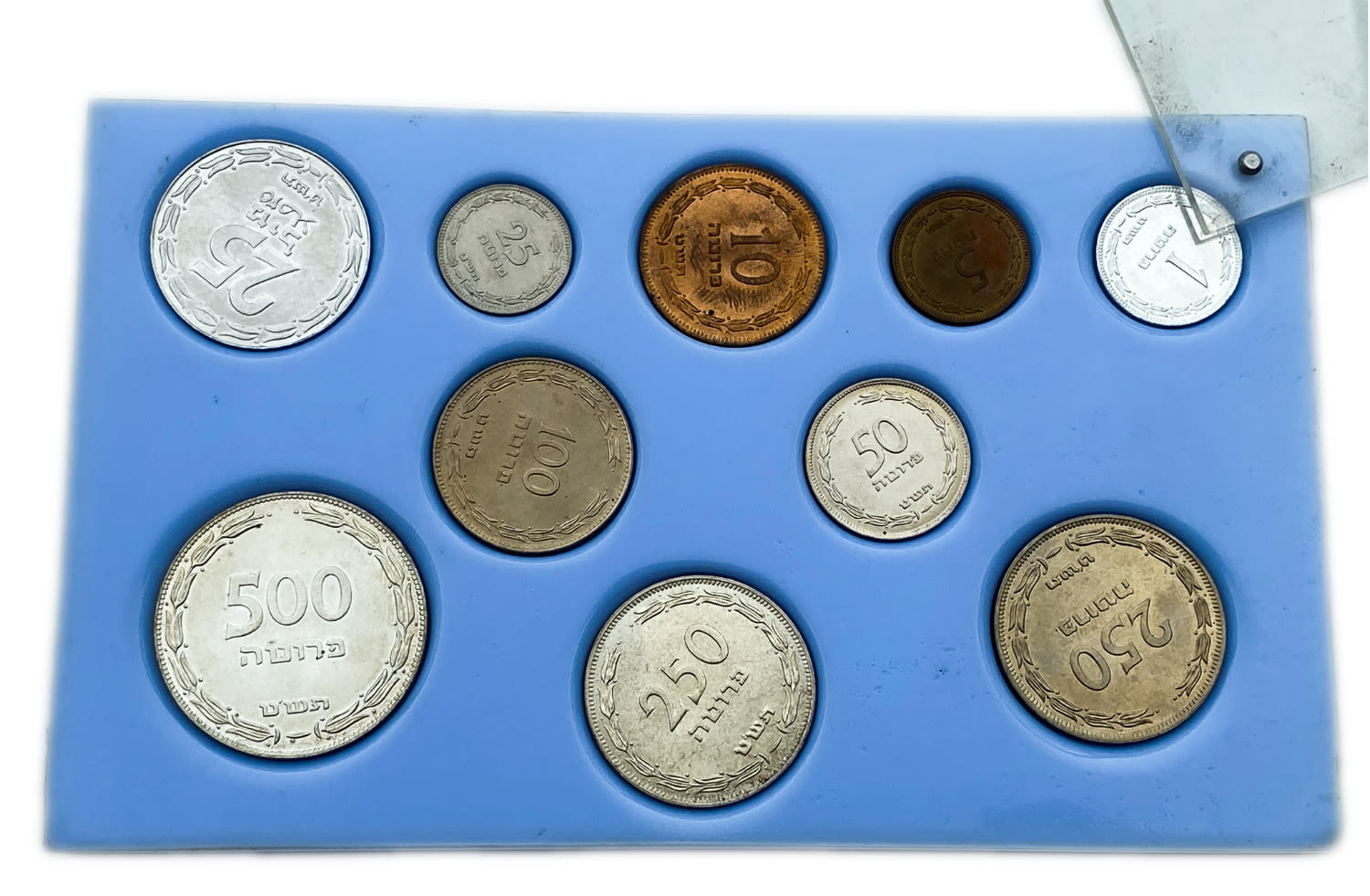 Israel - Pruta Coin set 1949 - Type 2 - UNC
Second version - a small, thick inscription in gold ... - 1 1