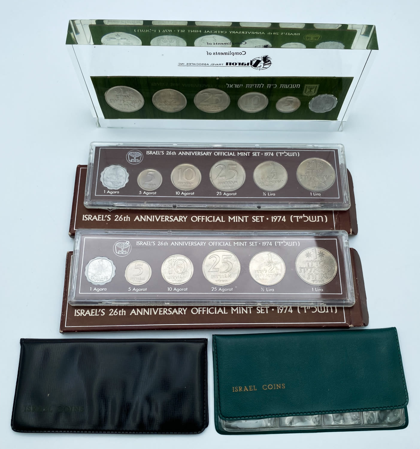 Israel - Lot of 5 sets of coins of the State of Israel from the Lira series, 1960, 1968, 1974, 1976 - 1 0