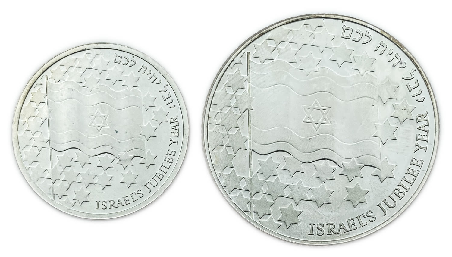 Israel - Pair of coins 50th Anniversary of The State of Israel - Silver 925, 14.4g, 28.8g, 30mm, 38.7mm
... - 1 1