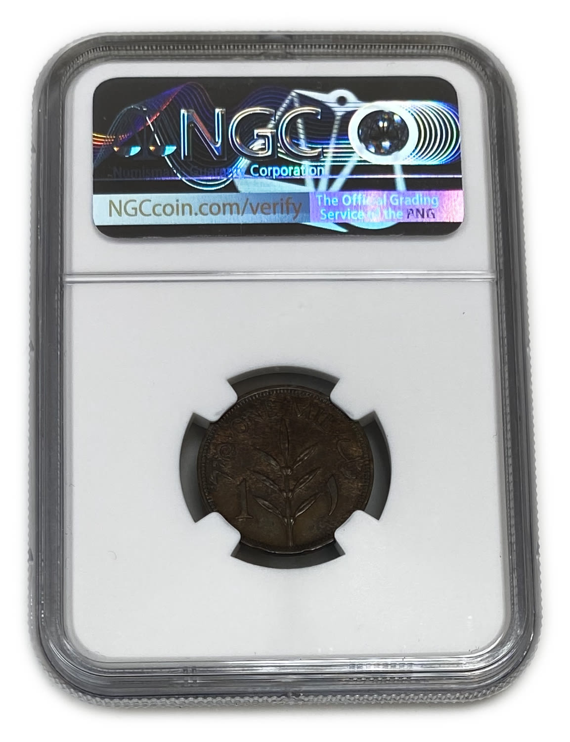 Palestine - 1 MIL 1941 - NGC AU DETAILS
MIL, was the Hebrew name of the coin that was legal in ... - 1 3