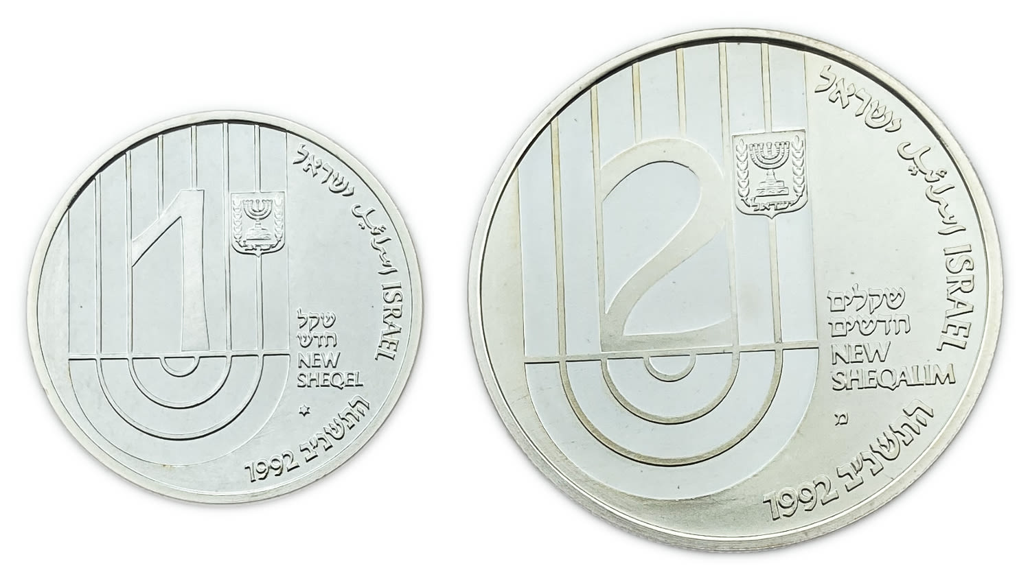 Israel - Pair coins of 150th Anniversary of B'nai B'rith - Silver 925, 14.4g, 28.8g, 30mm, 38.7mm
... - 1 0