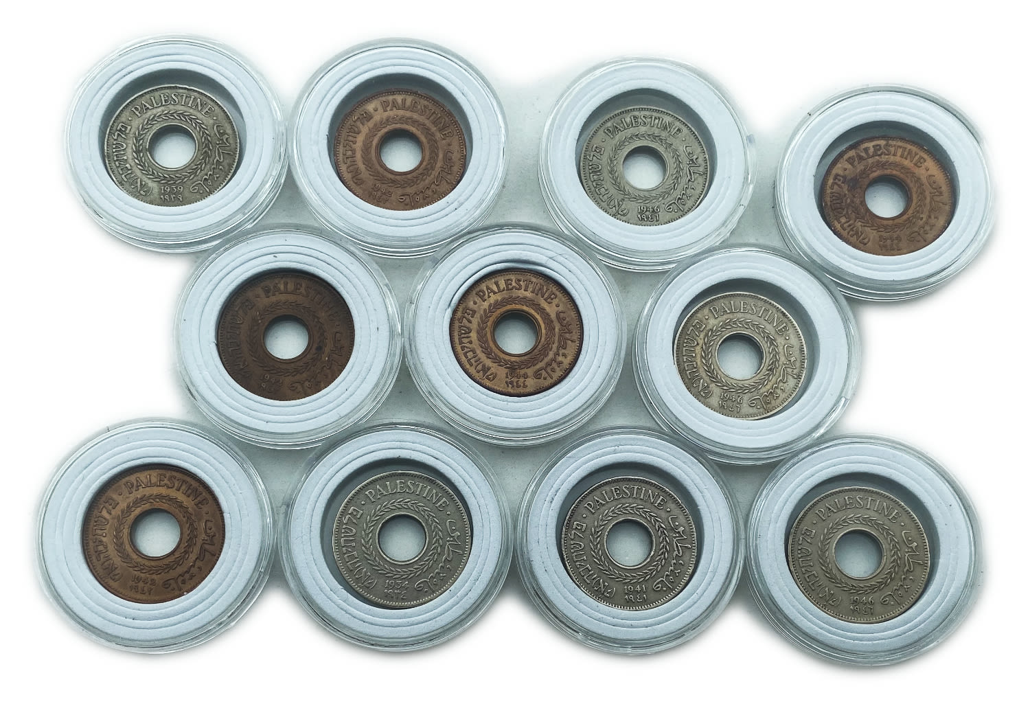 Palestine - Lot of 11 mandate coins - 5 Mils, Diffrent years - F-VF
MIL, was the Hebrew name ... - 1 0