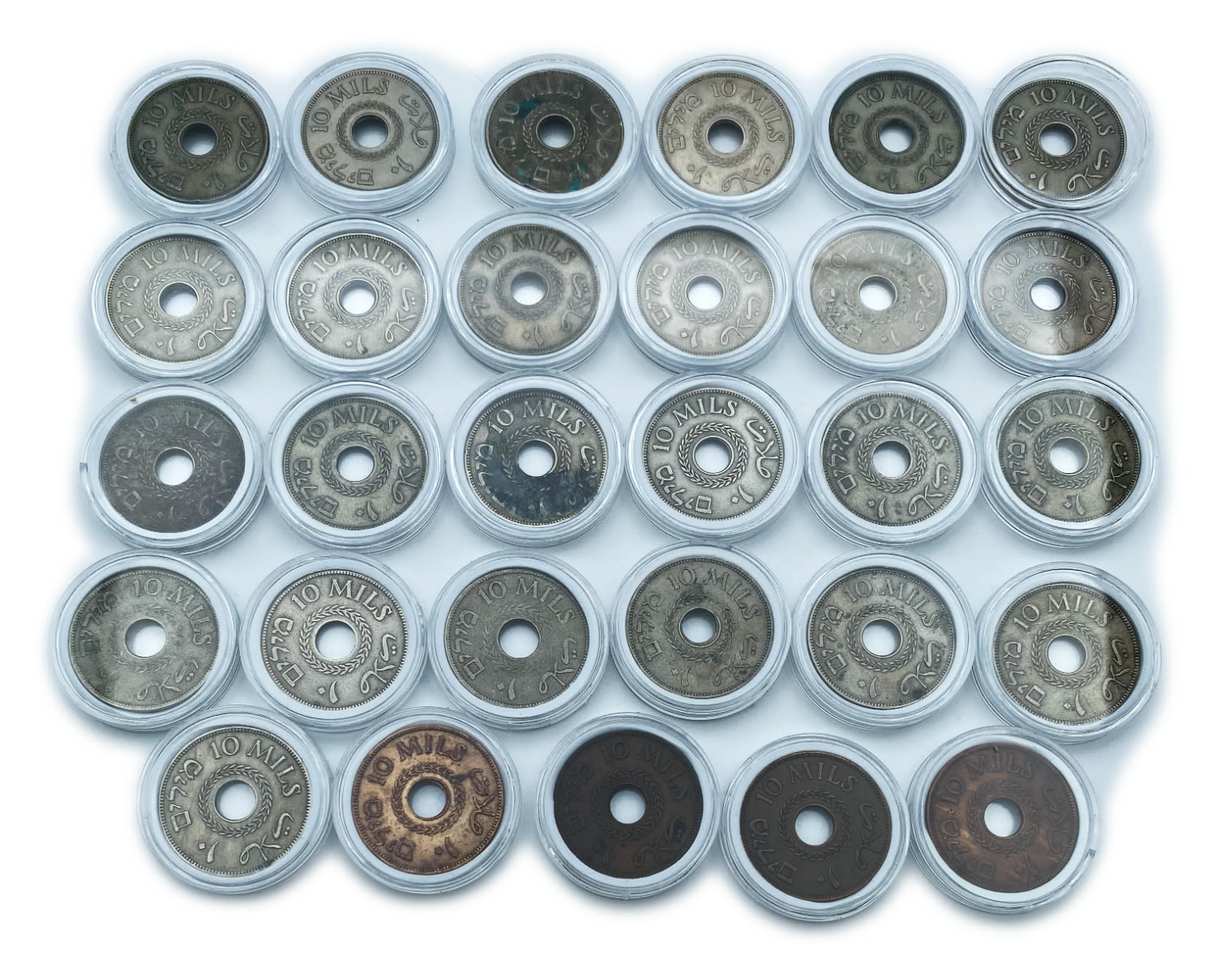 Palestine - Lot of 29 mandate coins - 10 Mils, Diffrent years - F-VF
MIL, was the Hebrew name ... - 1 1