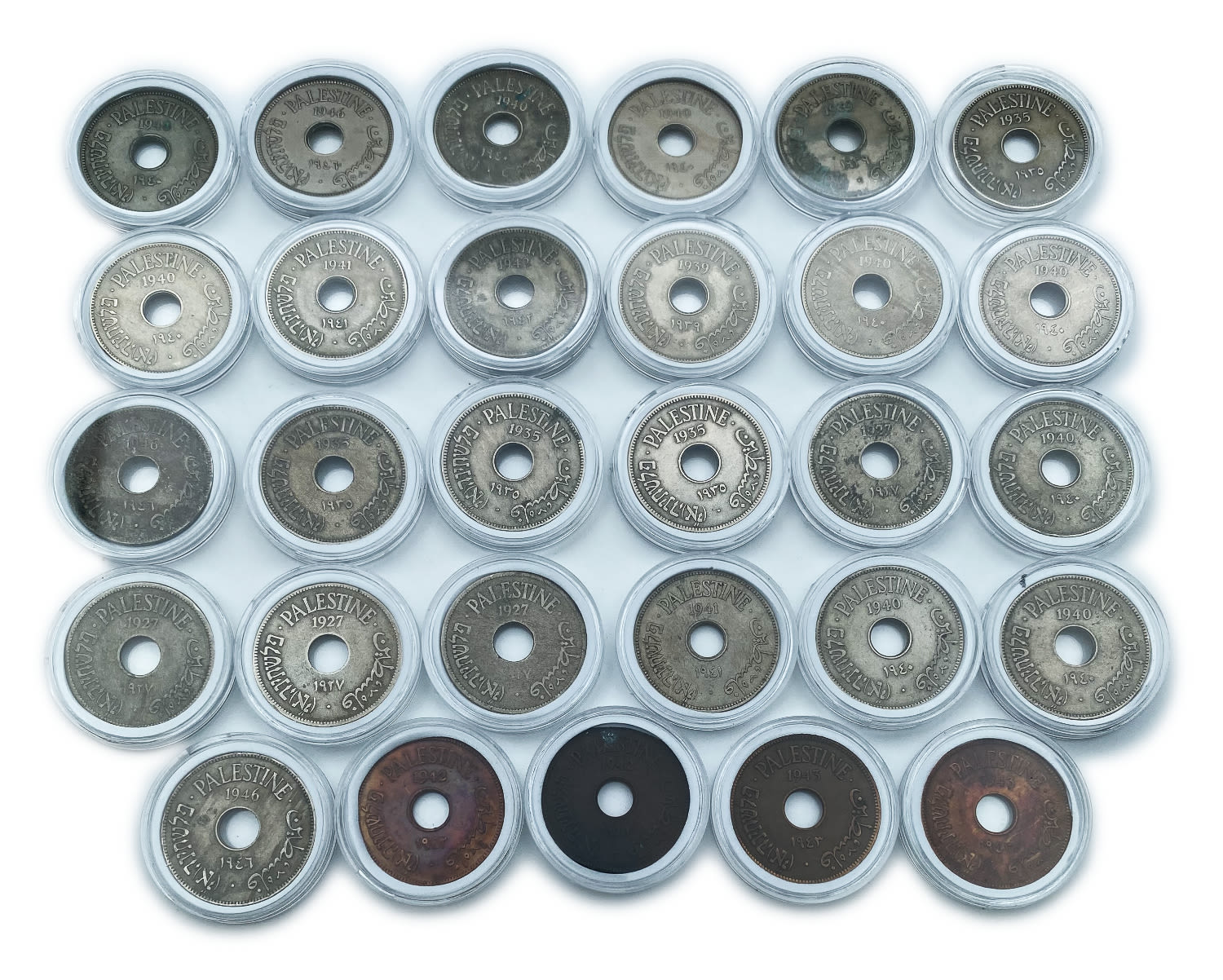 Palestine - Lot of 29 mandate coins - 10 Mils, Diffrent years - F-VF
MIL, was the Hebrew name ... - 1 0