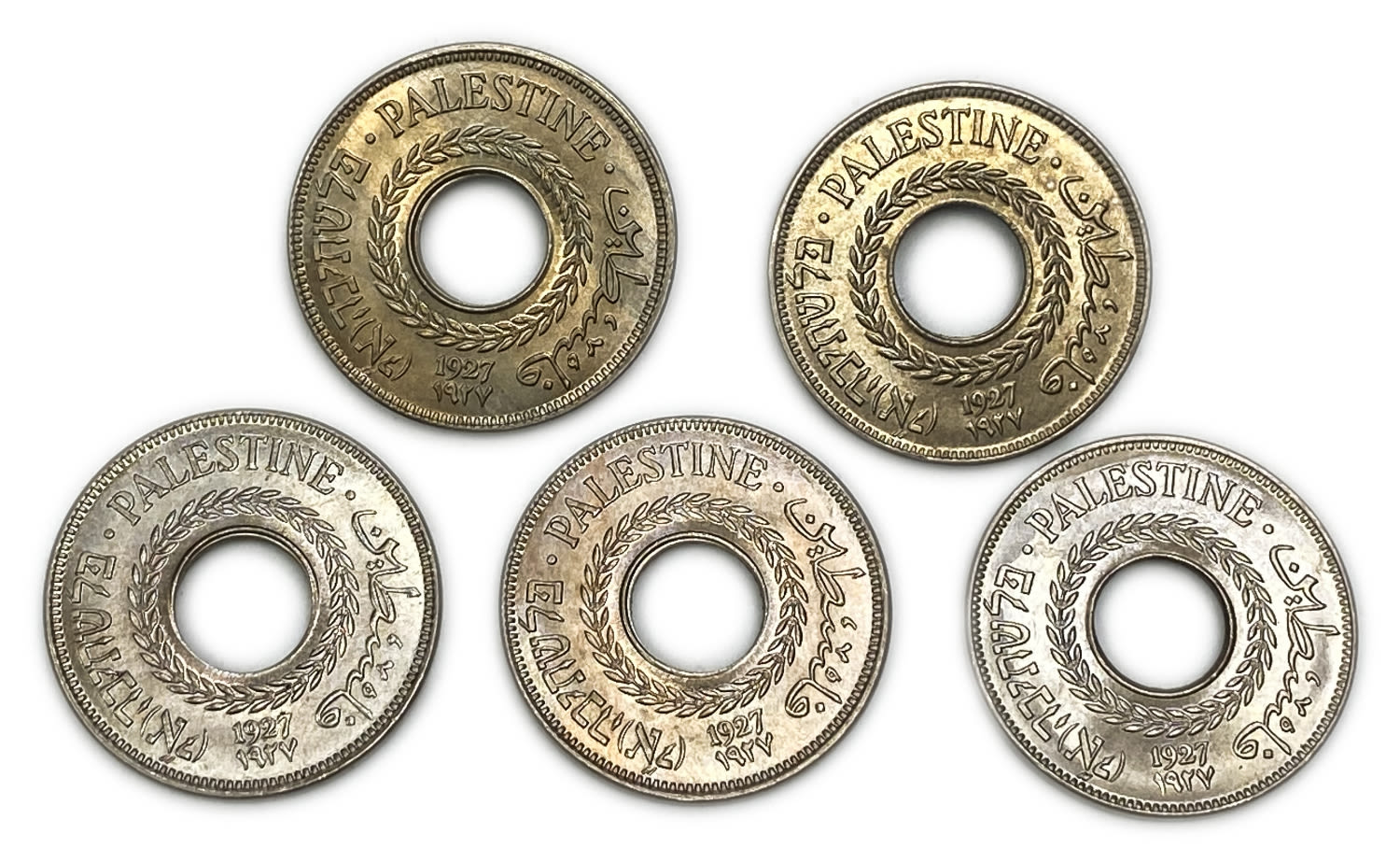 Palestine - Lot of 5 coins, 5 Mils 1927 - UNC - Lot 4
MIL, was the Hebrew name of the coin that was ... - 1 0