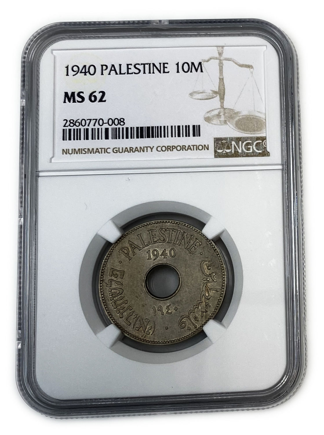Palestine - 10 Mils 1940 - NGC 62 - UNC
MIL, was the Hebrew name of the coin that was legal in ... - 1 2