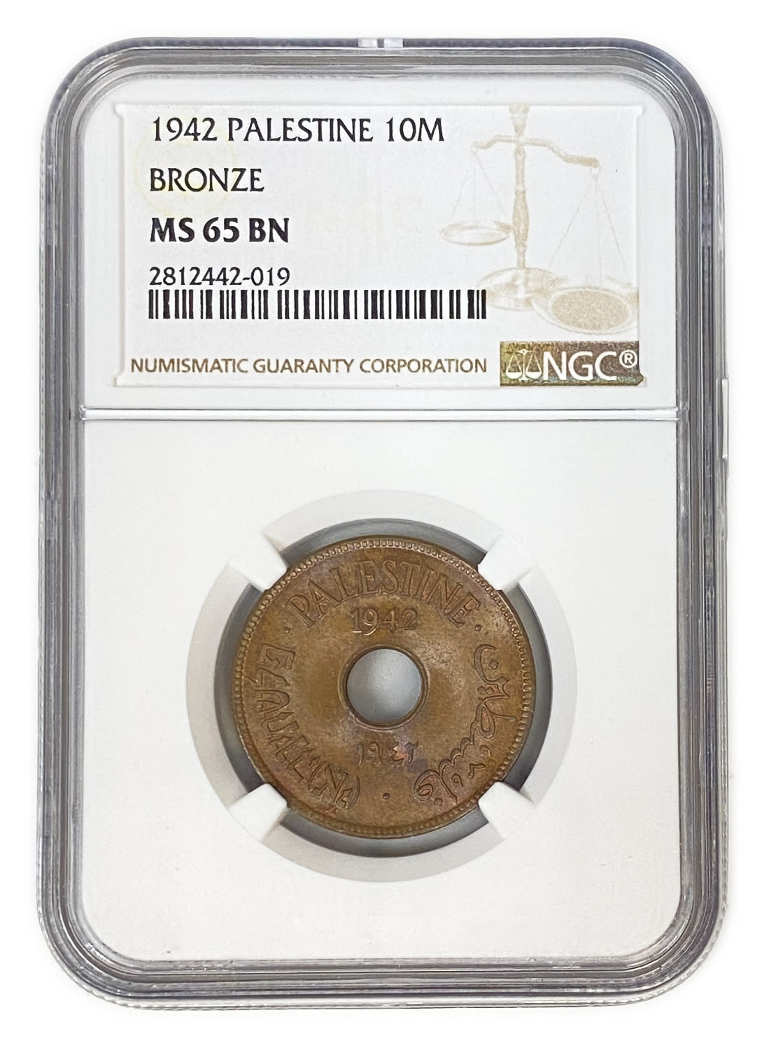Palestine - 10 Mils 1942 Bronze - NGC 65 BN
MIL, was the Hebrew name of the coin that was legal in ... - 1 2