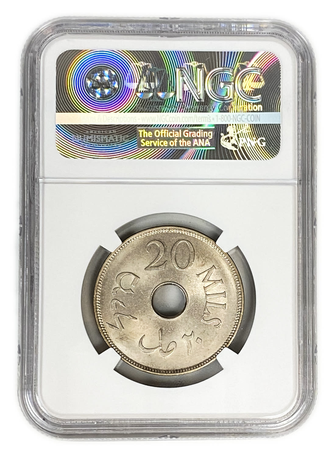 Palestine - 20 Mils 1934 - NGC 64 - UNC - Very Rare - Full luster
The year with the second lowest ... - 1 3
