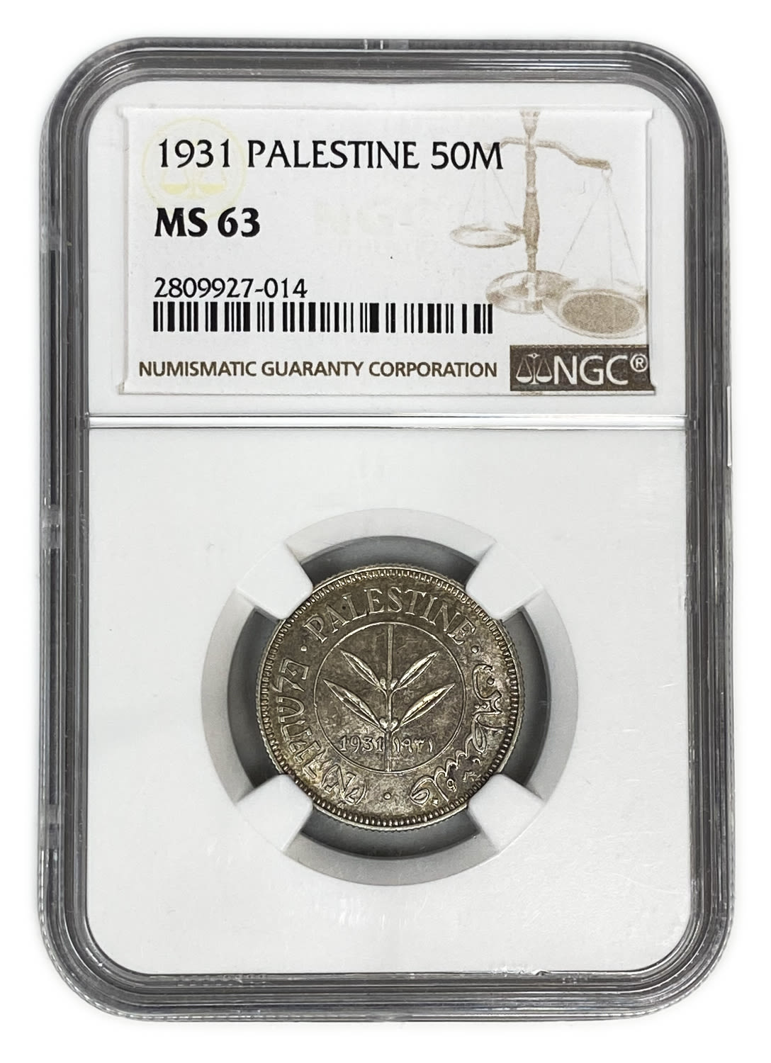 Palestine - 50 Mils 1931 - NGC 63 - UNC - Rare
The second most rare coin in a UNC condition from the ... - 1 2
