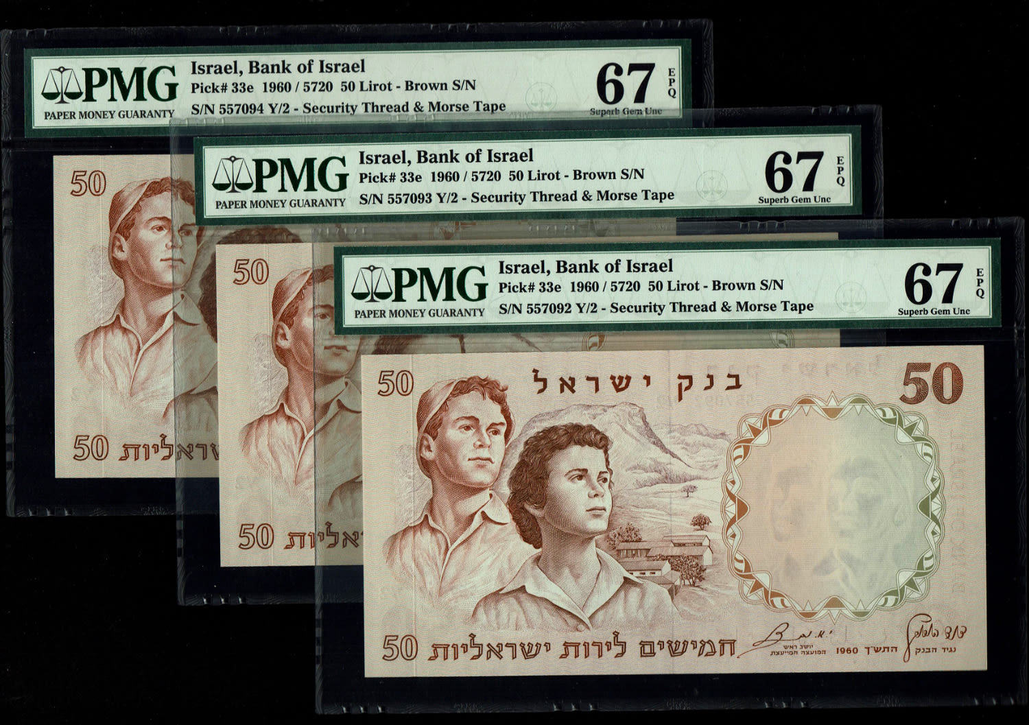 Israel - 50 Pounds 1958 - PMG 67 EPQ - Consecutive Brown Serial Number
The ... - 1 0