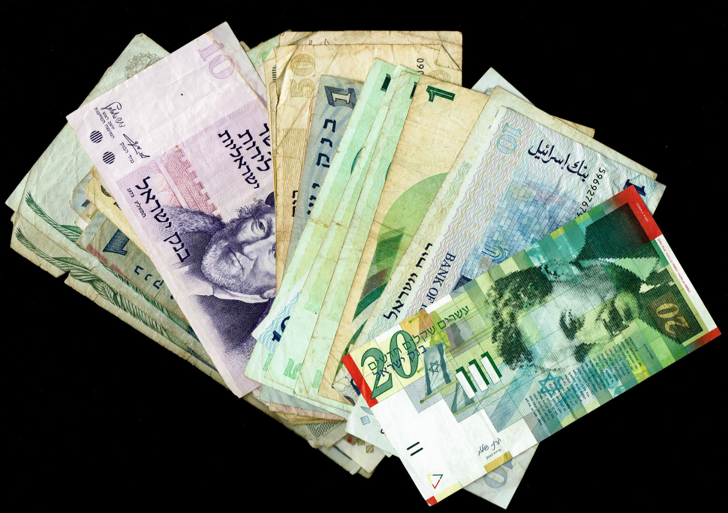 Israel - a large lot of banknotes Israel, a large number of banknotes from a large number of periods - VG-VF - 1 0