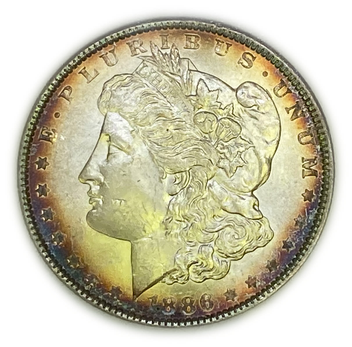 USA - Pair of coins 1 Morgan Dollar 1886 - UNC - The source of the color of the ocins is unknowned - Silver ... - 1 1