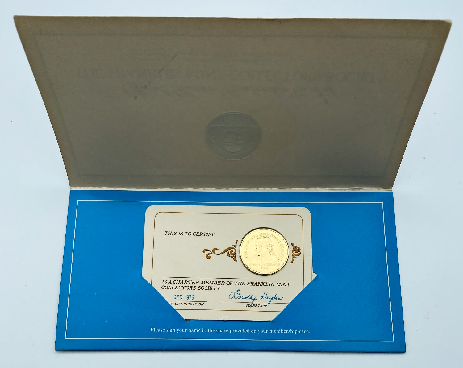 USA - Franklin Mint Collector's Society Member Silver Coin Token card sealed - 1976 - Silver 925 with gold 999 ... - 1 1