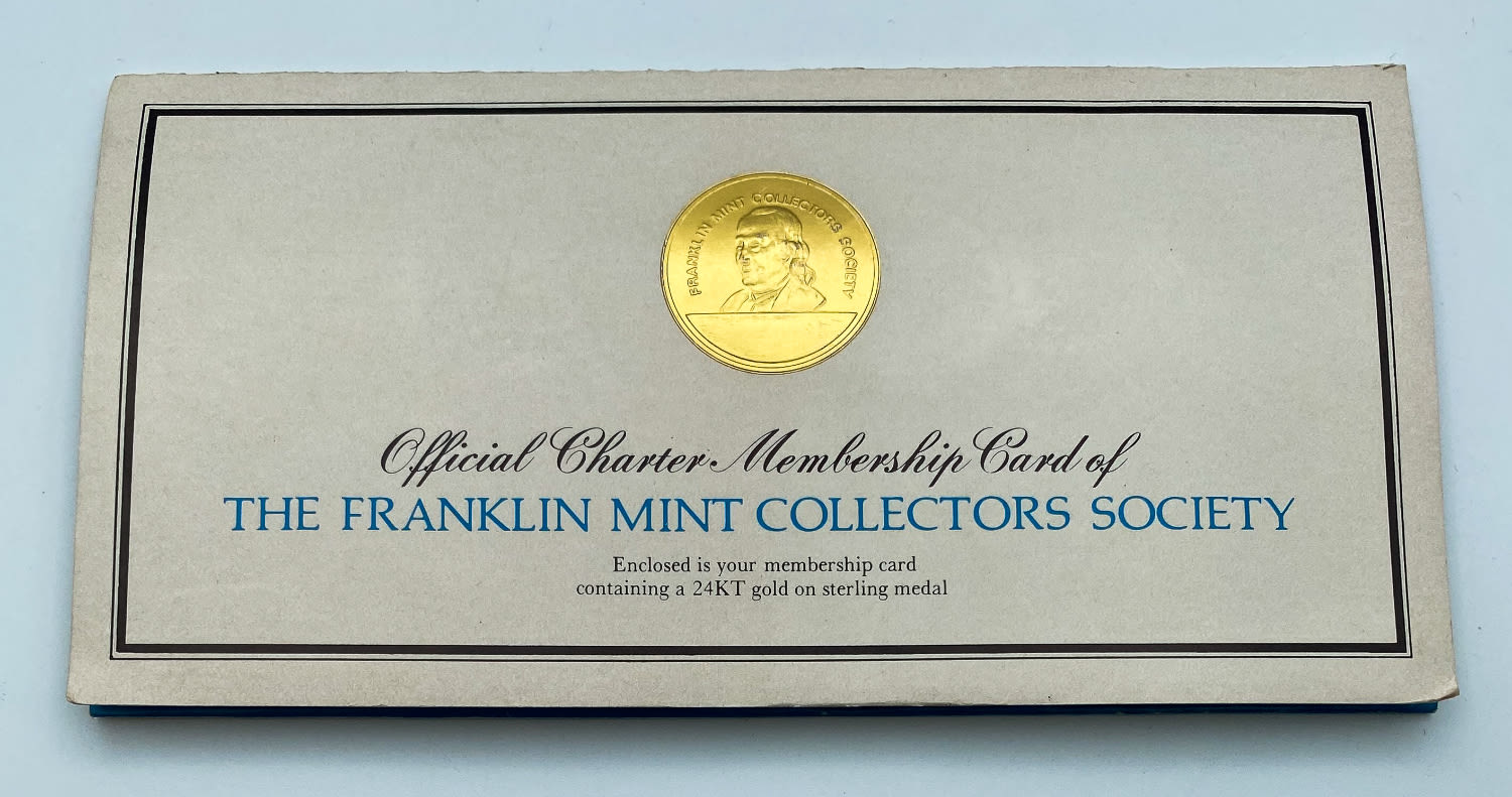 USA - Franklin Mint Collector's Society Member Silver Coin Token card sealed - 1976 - Silver 925 with gold 999 ... - 1 2