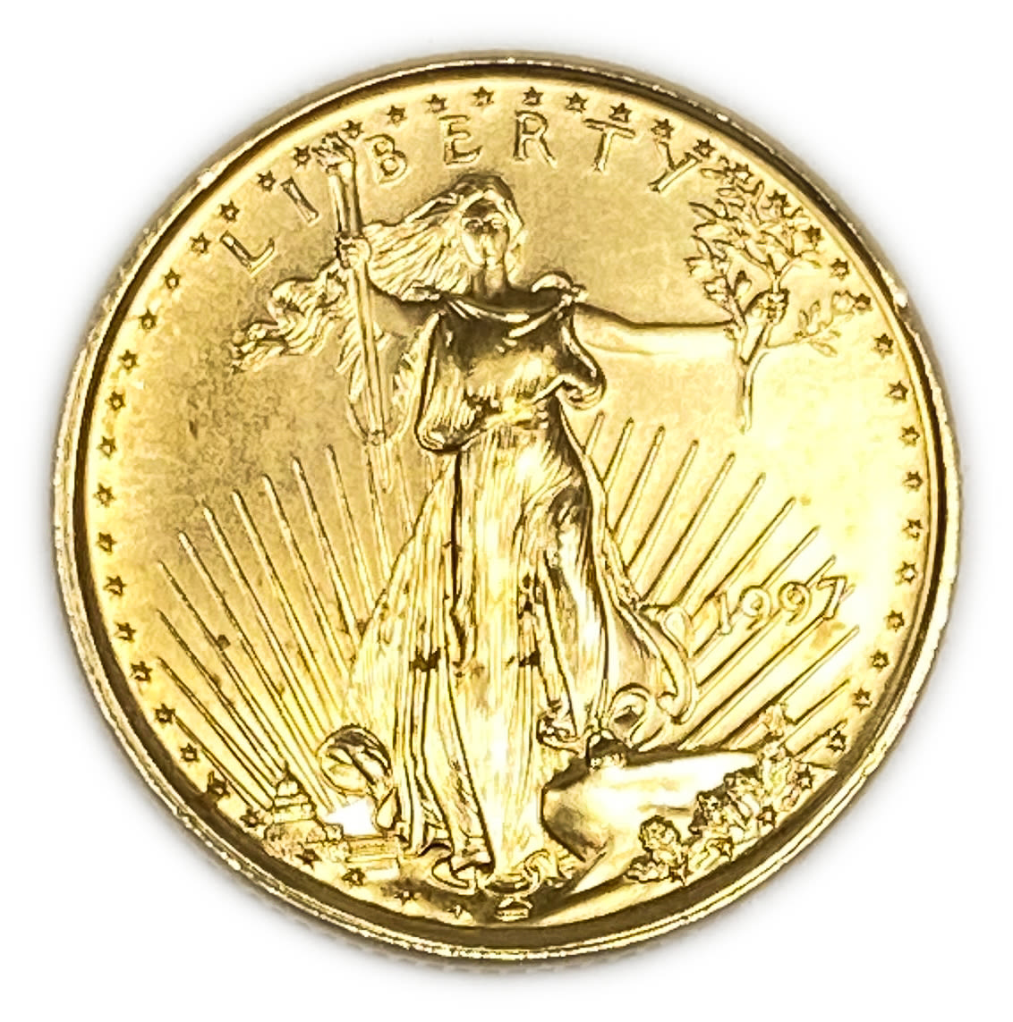 USA - 5 Dollars 1997 - "American Gold Eagle" Bullion Coinage - Gold 917, 3.393g, 16.5mm
Obverse
An ... - 1 0
