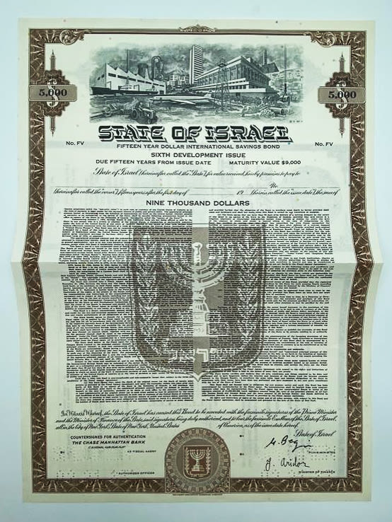 Israel / Palestine - Lot of 5 bonds + Cheque of Anglo Palestine
Money in economics is a physical ... - 1 5