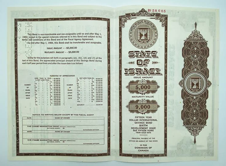 Israel / Palestine - Lot of 5 bonds + Cheque of Anglo Palestine
Money in economics is a physical ... - 1 4