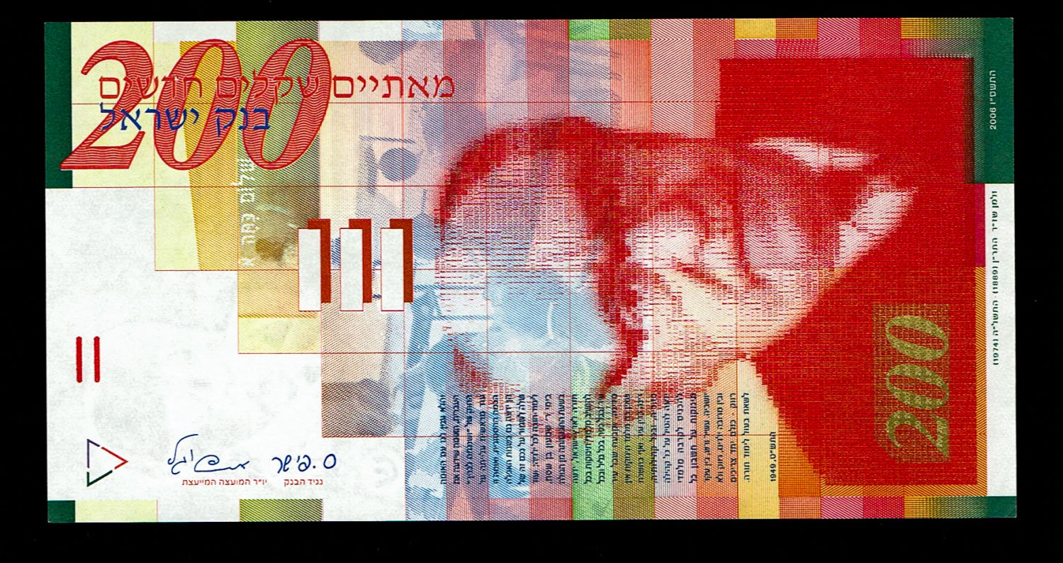 Israel - 200 Shekels 2006 - UNC
Front side: Portrait of Zalman Shazar; picture of pupils in an ... - 1 0