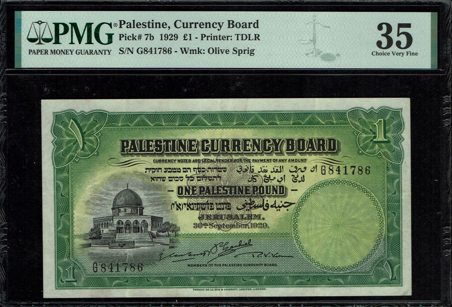 Palestine - 1 pound 1929 - PMG 35 - Prefix B
Banknote that has been in use for close to 20 years ... - 1 0