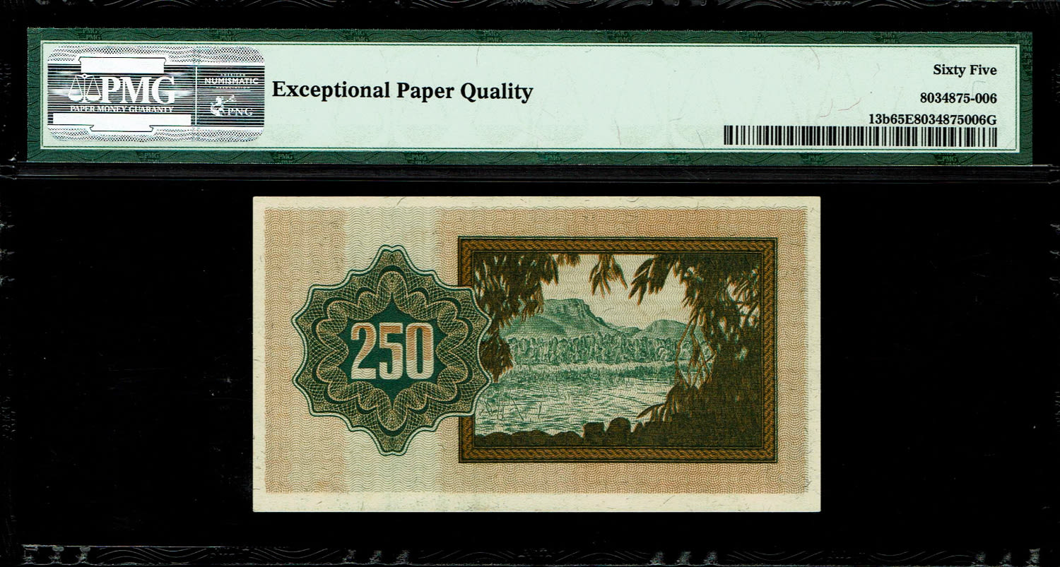 Israel - 250 Prutah 1952 - PMG 65 EPQ - Prefix A - Consecutive numbers
Only 6 banknotes are known to ... - 1 4