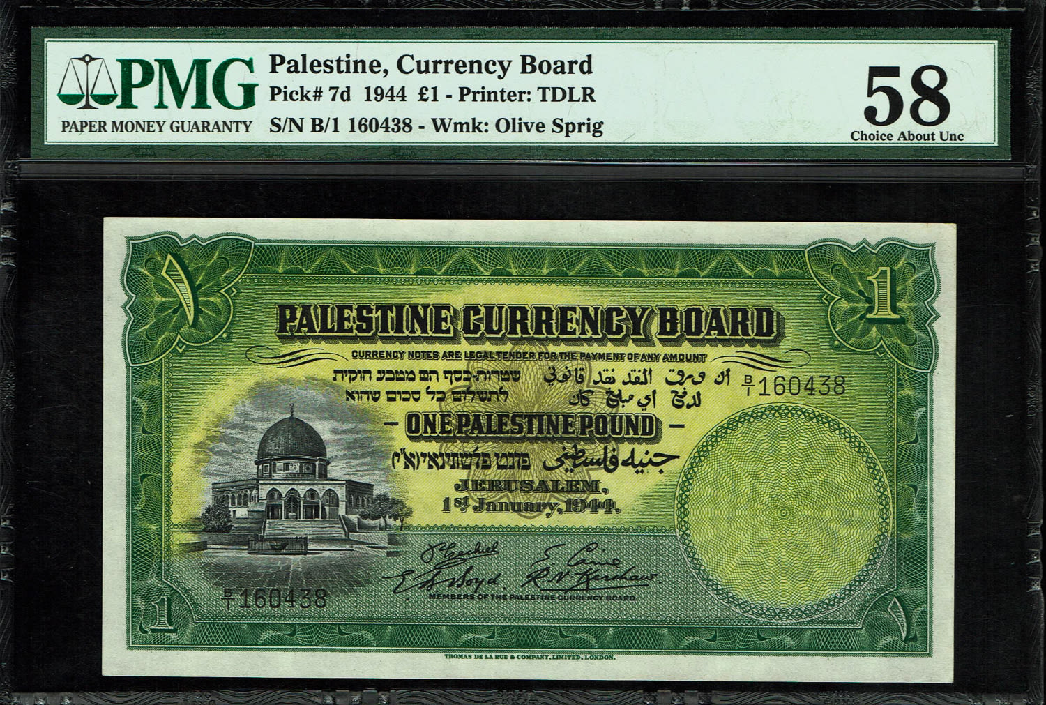 Palestine - 1 Pound 1944 - PMG 58 - Prefix B
There are only 3 banknotes in the world according to ... - 1 0