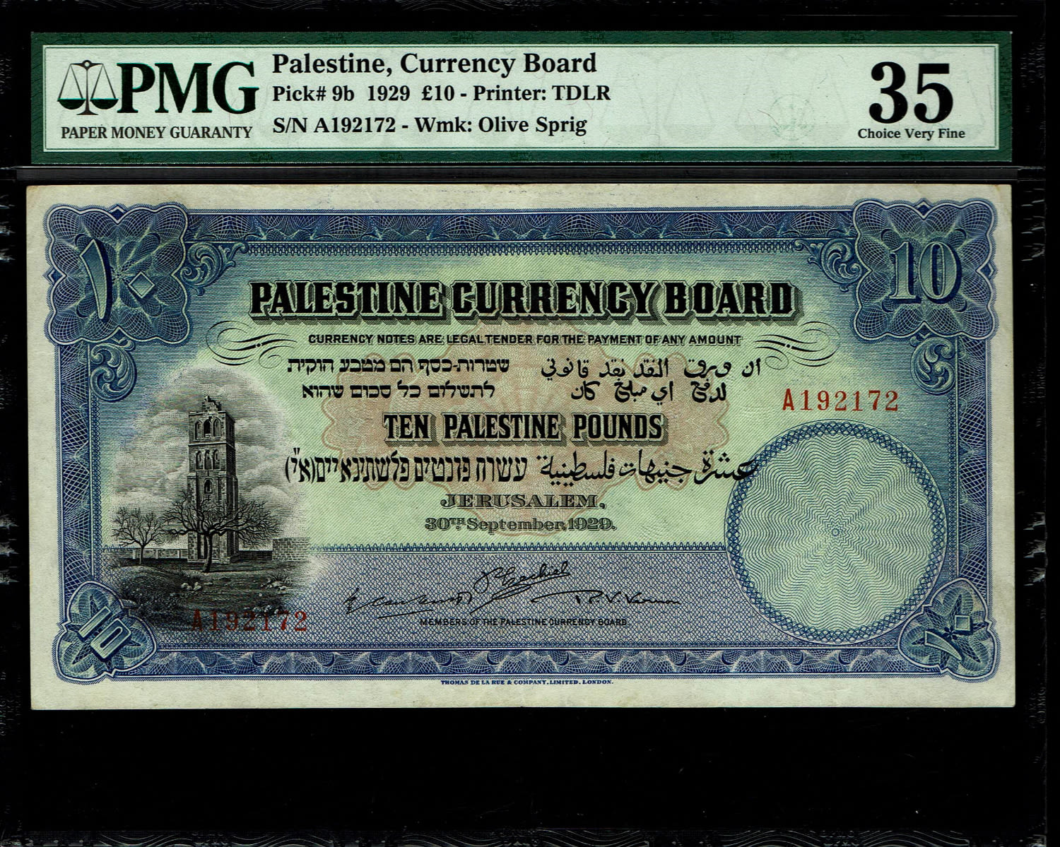 Palestine - 10 Pounds 1929 - PMG 35 - Prefix A
Banknote from 1929, a rare and difficult year to ... - 1 0