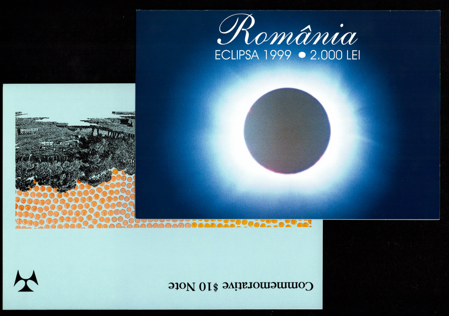 World - A pair of banknotes, Australia 10 Dollars 1988, Romania 2,000 lei 1999 - Are in their original cases - UNC - 1 5